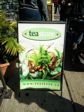 The Tea Store's outdoor signage was accompanied by a tasting booth of their featured tea.